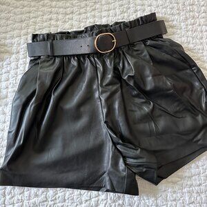 ZARA Belted Paperbag faux leather high-waisted shorts